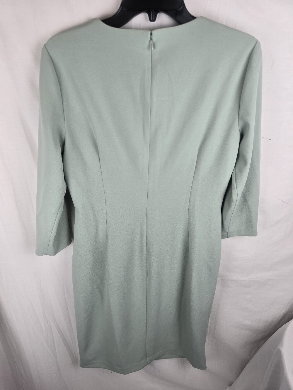 Calvin Klein Sage Green 3/4th Sleeve Twist-Front Sheath Zipper Front Dress Sz 12 - Picture 7 of 11